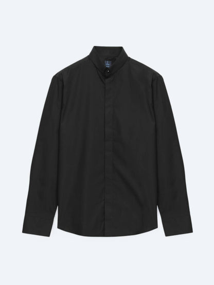 Schwarzes Regular Fit Baumwollhemd