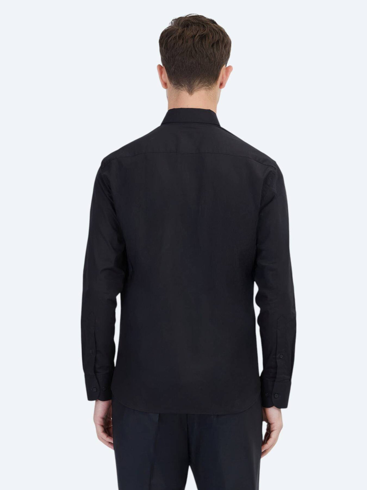 Schwarzes Regular Fit Baumwollhemd