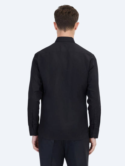 Schwarzes Regular Fit Baumwollhemd