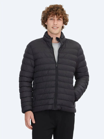 Schwarzer Regular Fit Rollkragen Casual Webmantel