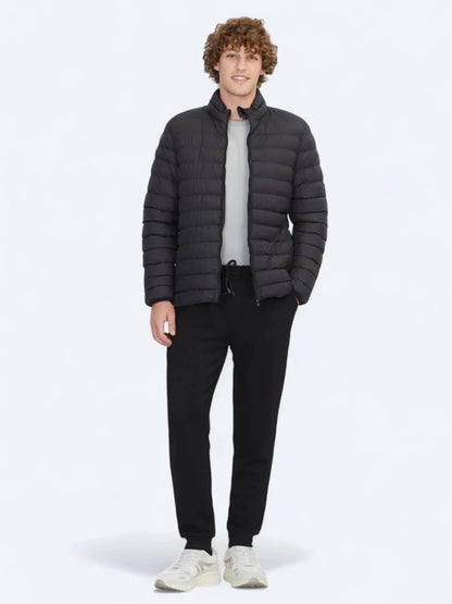 Schwarzer Regular Fit Rollkragen Casual Webmantel