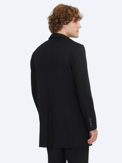 Schwarzer Regular Fit Rollkragenmantel