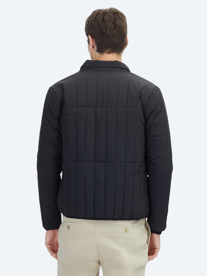 Schwarzer Regular Fit Rollkragen Casual Mantel
