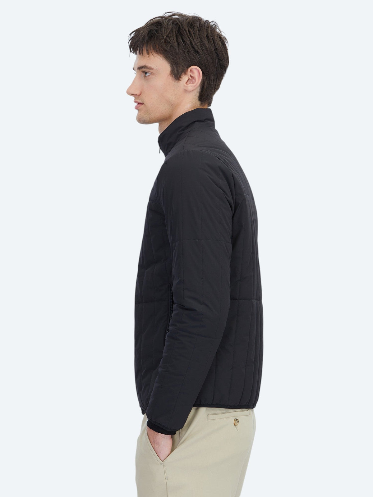 Schwarzer Regular Fit Rollkragen Casual Mantel