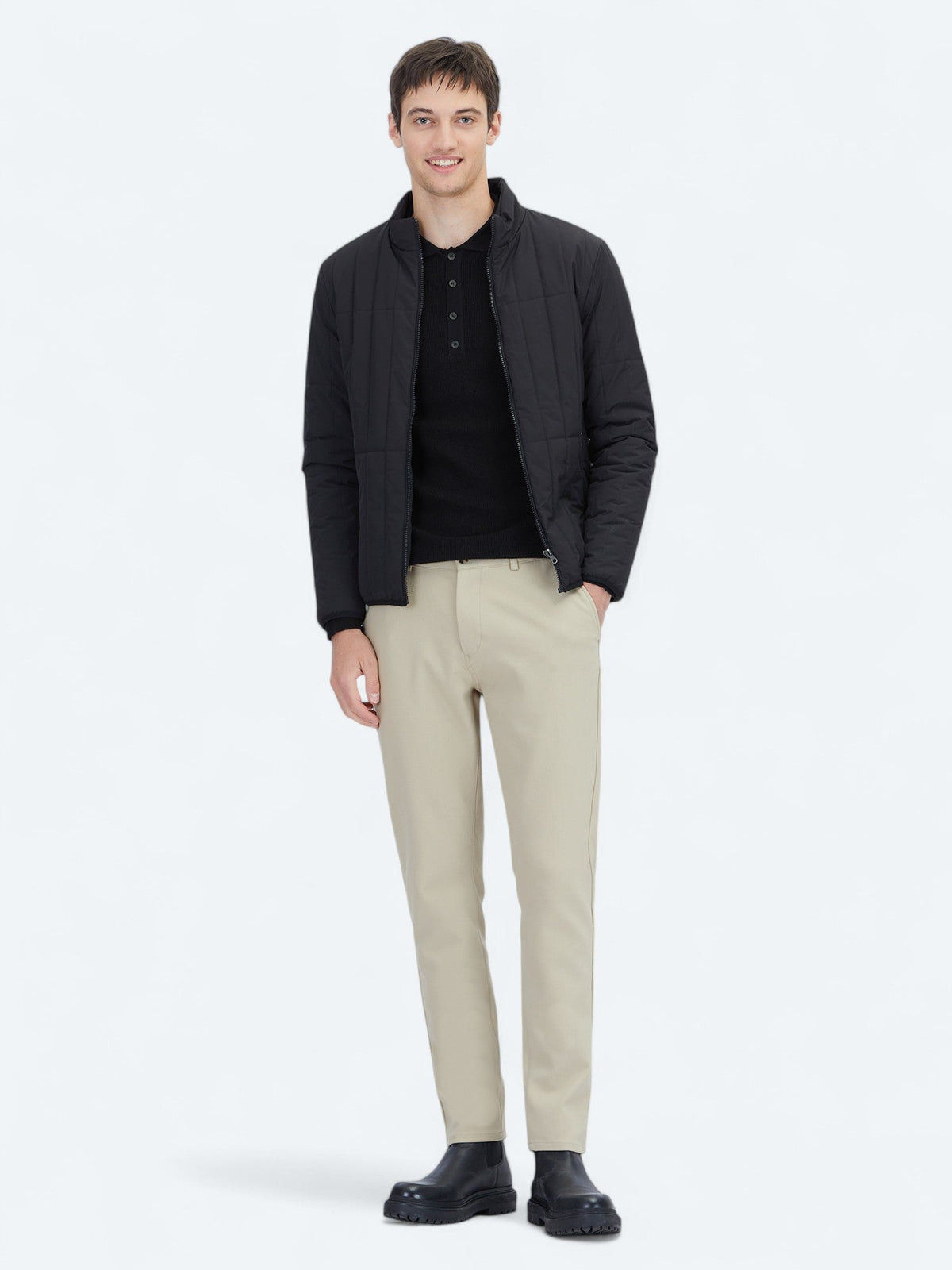 KİP Schwarzer Regular Fit Rollkragen Casual Mantel
