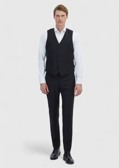 Schwarze Slim Fit Weste mit Schmetterlingskragen