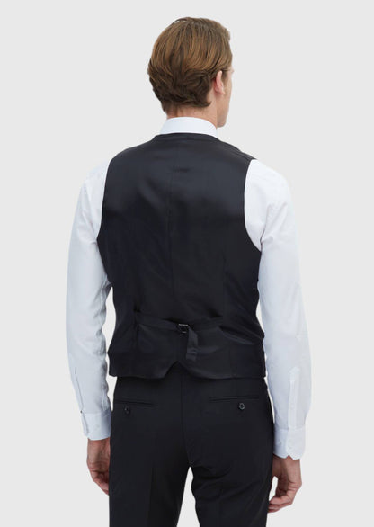 Schwarze Slim Fit Weste mit Schmetterlingskragen