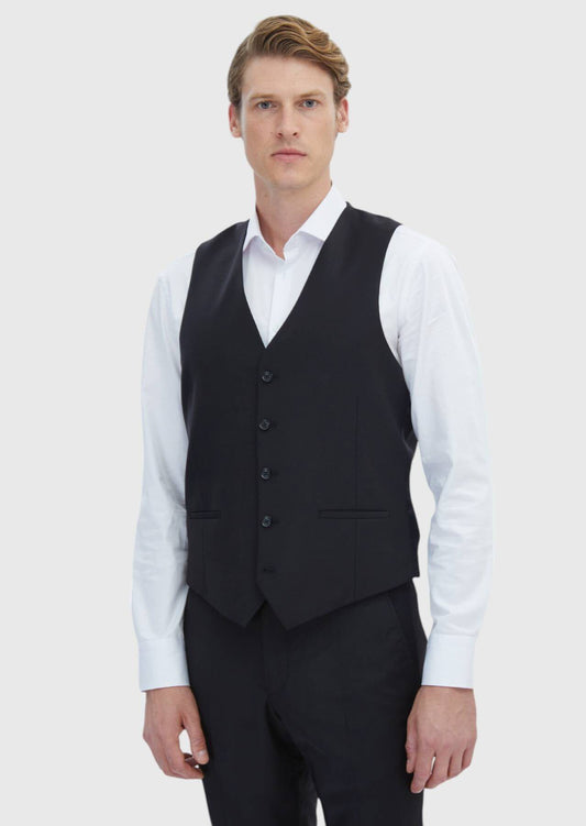 Schwarze Slim Fit Weste mit Schmetterlingskragen