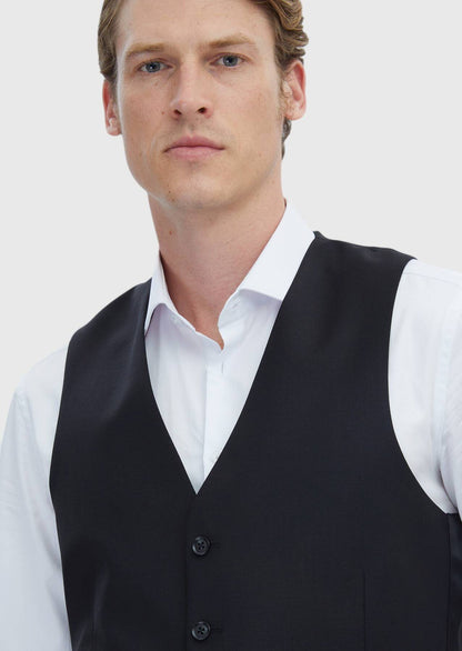 Schwarze Slim Fit Weste mit Schmetterlingskragen