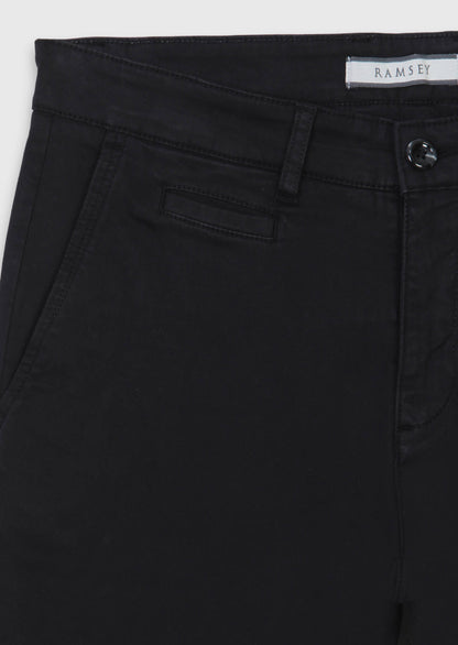 Schwarze Velours Regular Fit Baumwollhose