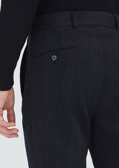 Schwarze Regular Fit Wollmix-Hose