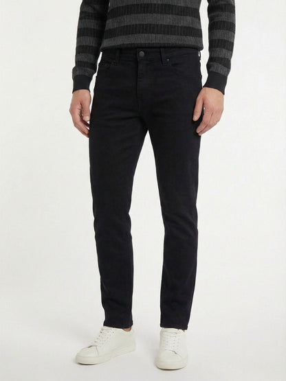 Schwarze Velours Casual Baumwollhose