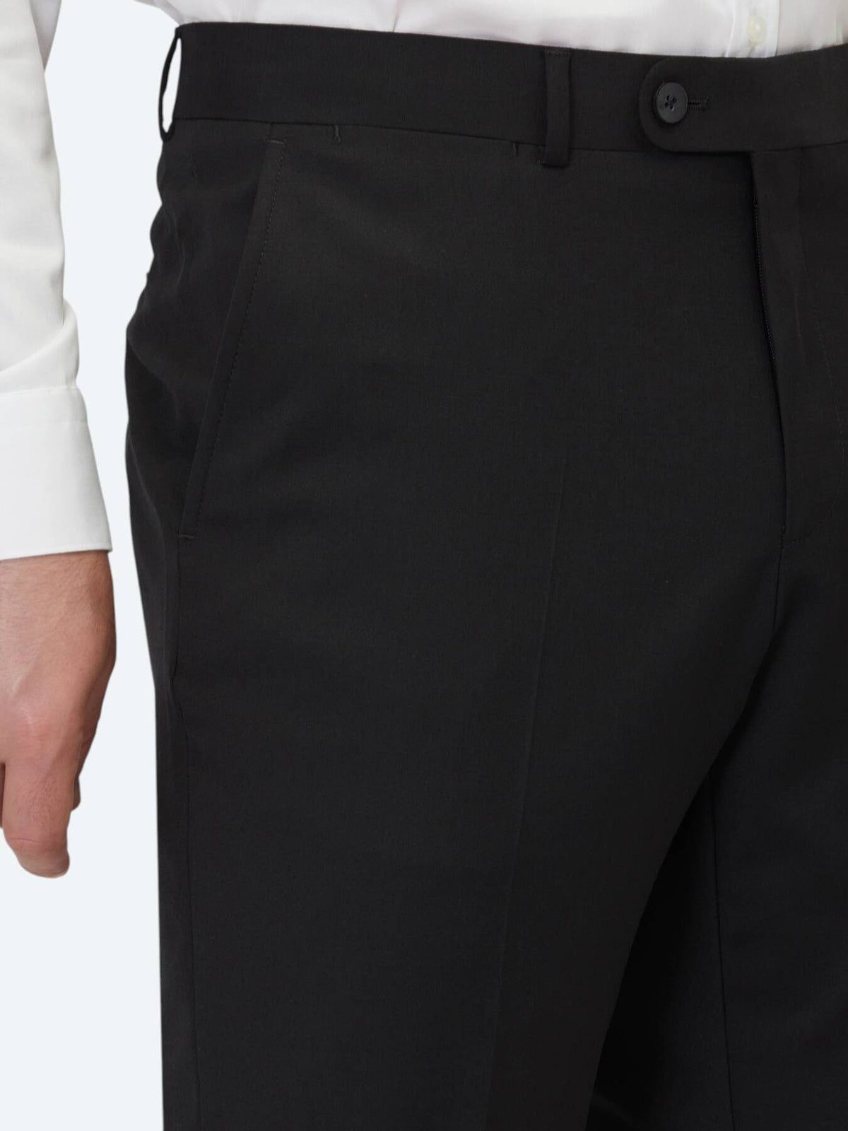 Schlanke schwarze Wollmischung-Hose