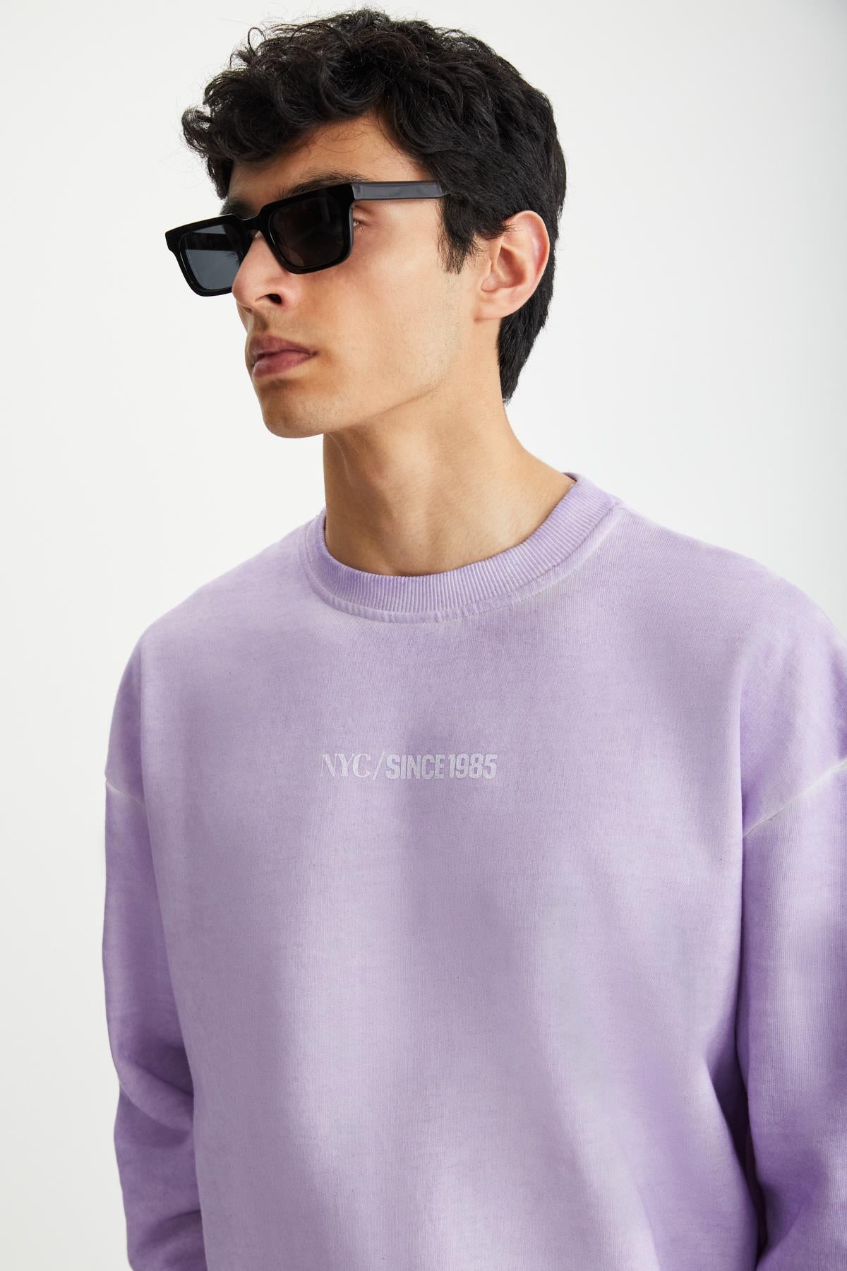 GRIMELANGE BLANDON Herren Fleece-Sweatshirt Flieder