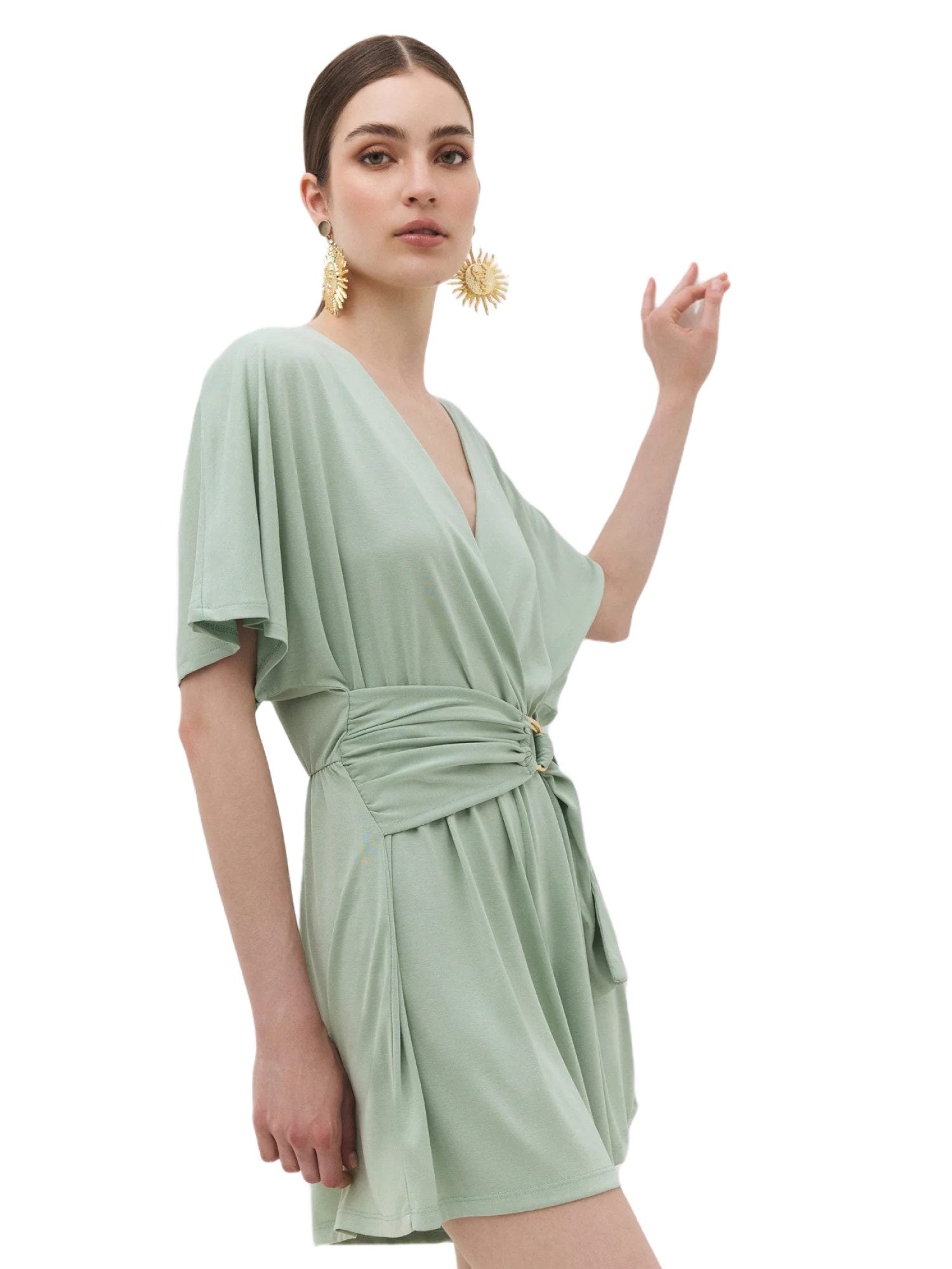 Jumpsuit mit V-Ausschnitt und kurzen Ärmeln