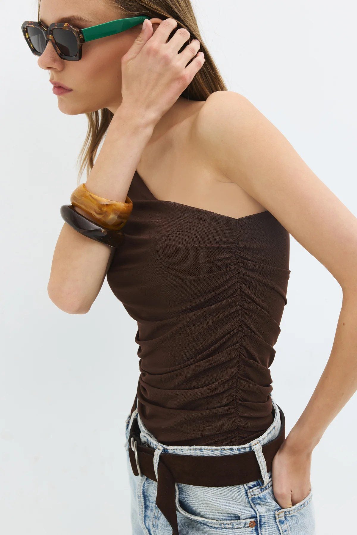 Ein-Schulter-Bluse