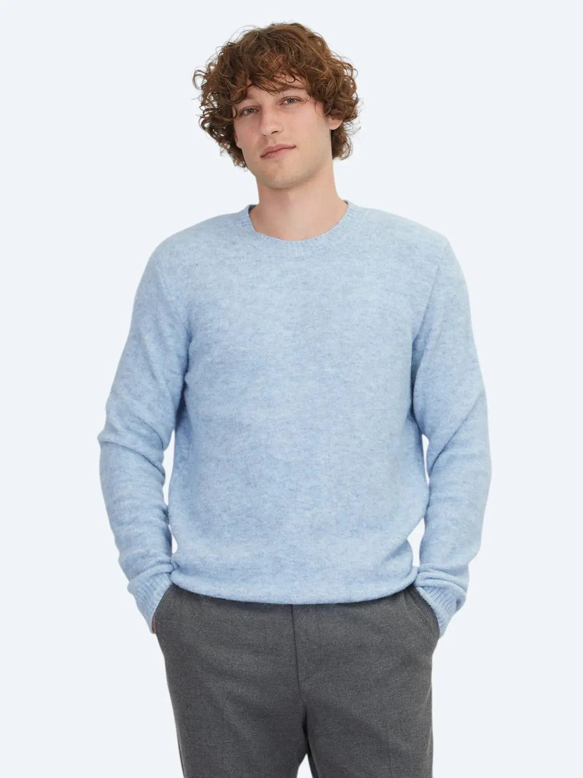Blaues Strick-Sweatshirt