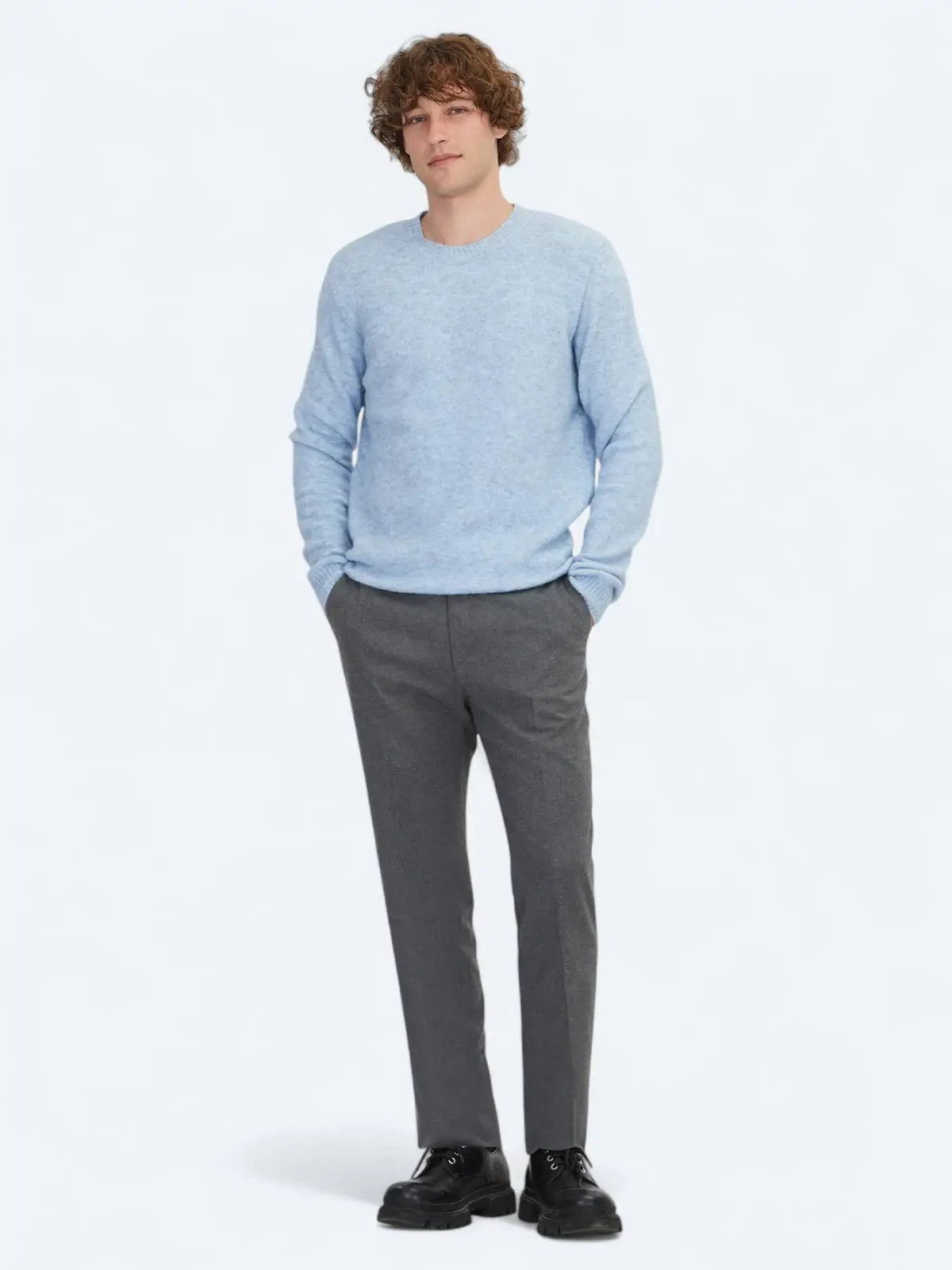 Blaues Strick-Sweatshirt