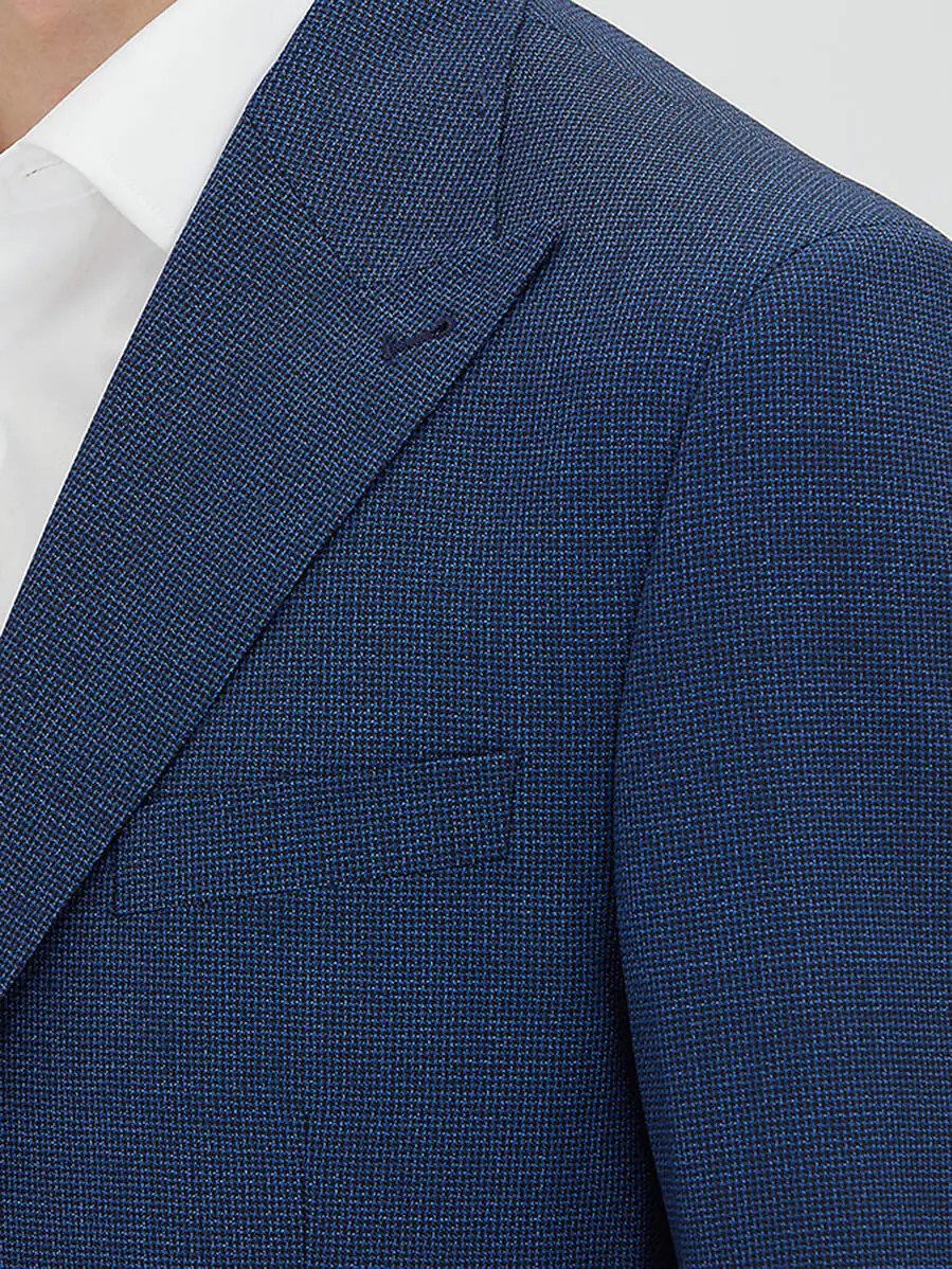 Blaue Micro-Jacke in moderner Passform aus 100 % Wolle