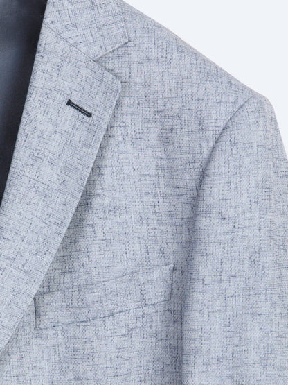 Blau gemusterte Leinenjacke Regular Fit