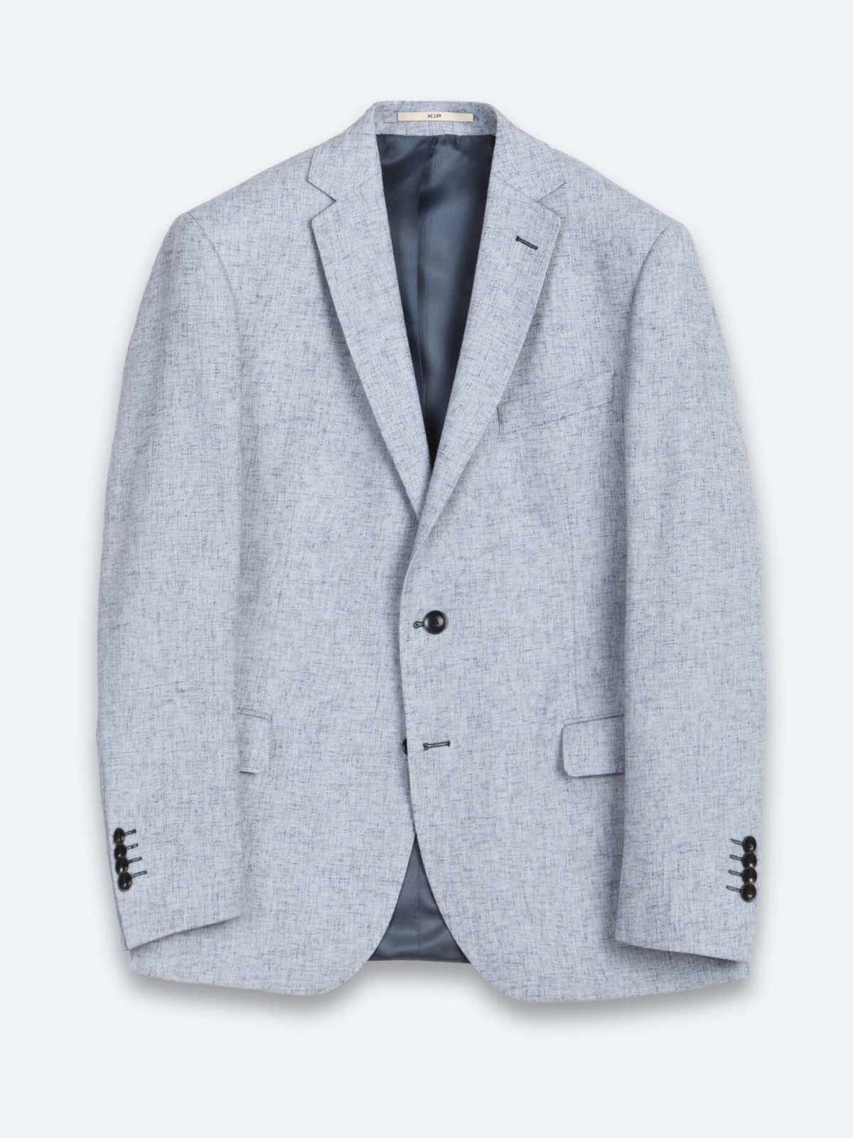 Blau gemusterte Leinenjacke Regular Fit