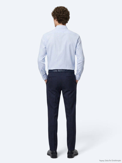 Blaues Freizeit Strickshirt Regular Fit