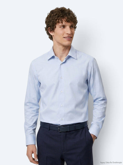 Blaues Freizeit Strickshirt Regular Fit