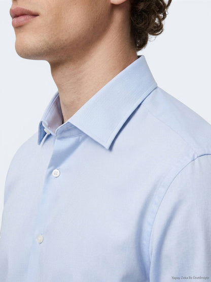 Blaues Freizeit Strickshirt Regular Fit