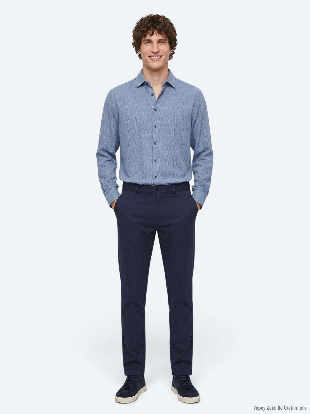 KİP Blaues Regular Fit Gewebe Freizeithemd Hellblau
