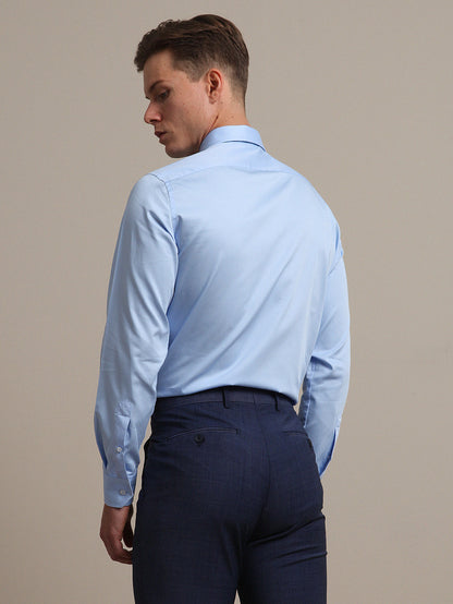 Blaues Klassisches Slim Fit Baumwollhemd