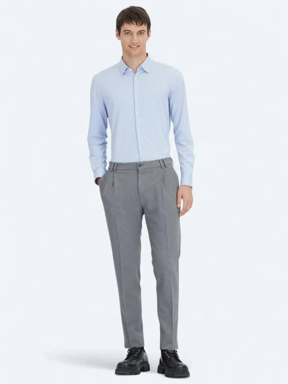 Blaues Regular Fit Strick-Sport-Baumwollmischhemd