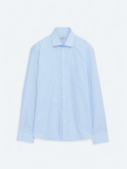 Blaues Regular Fit Weben Klassisches 100% Baumwollhemd