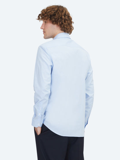 Blaues Regular Fit Weben Klassisches 100% Baumwollhemd