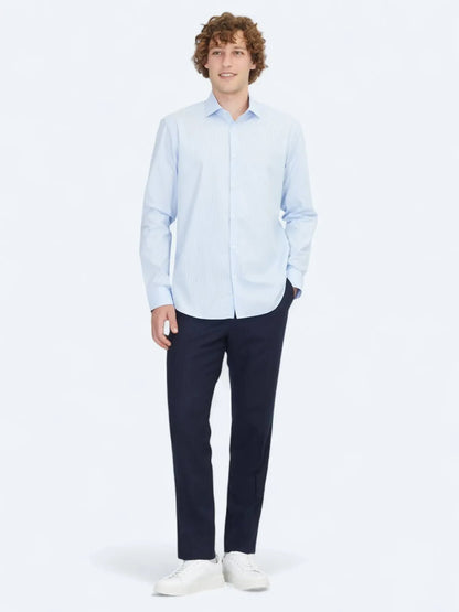 Blaues Regular Fit Weben Klassisches 100% Baumwollhemd