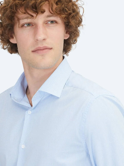 Blaues Regular Fit Weben Klassisches 100% Baumwollhemd