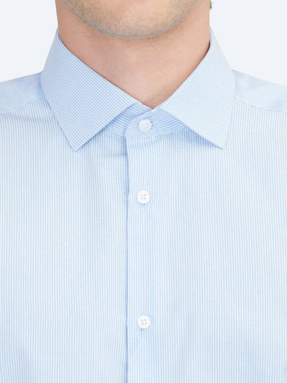 Blaues Regular Fit Weben Klassisches 100% Baumwollhemd