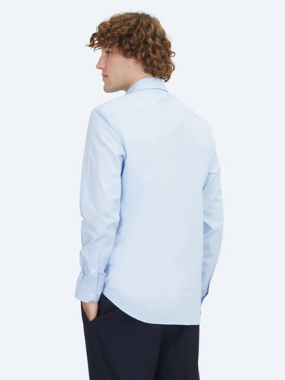 Blaues Regular Fit Weben Klassisches 100% Baumwollhemd