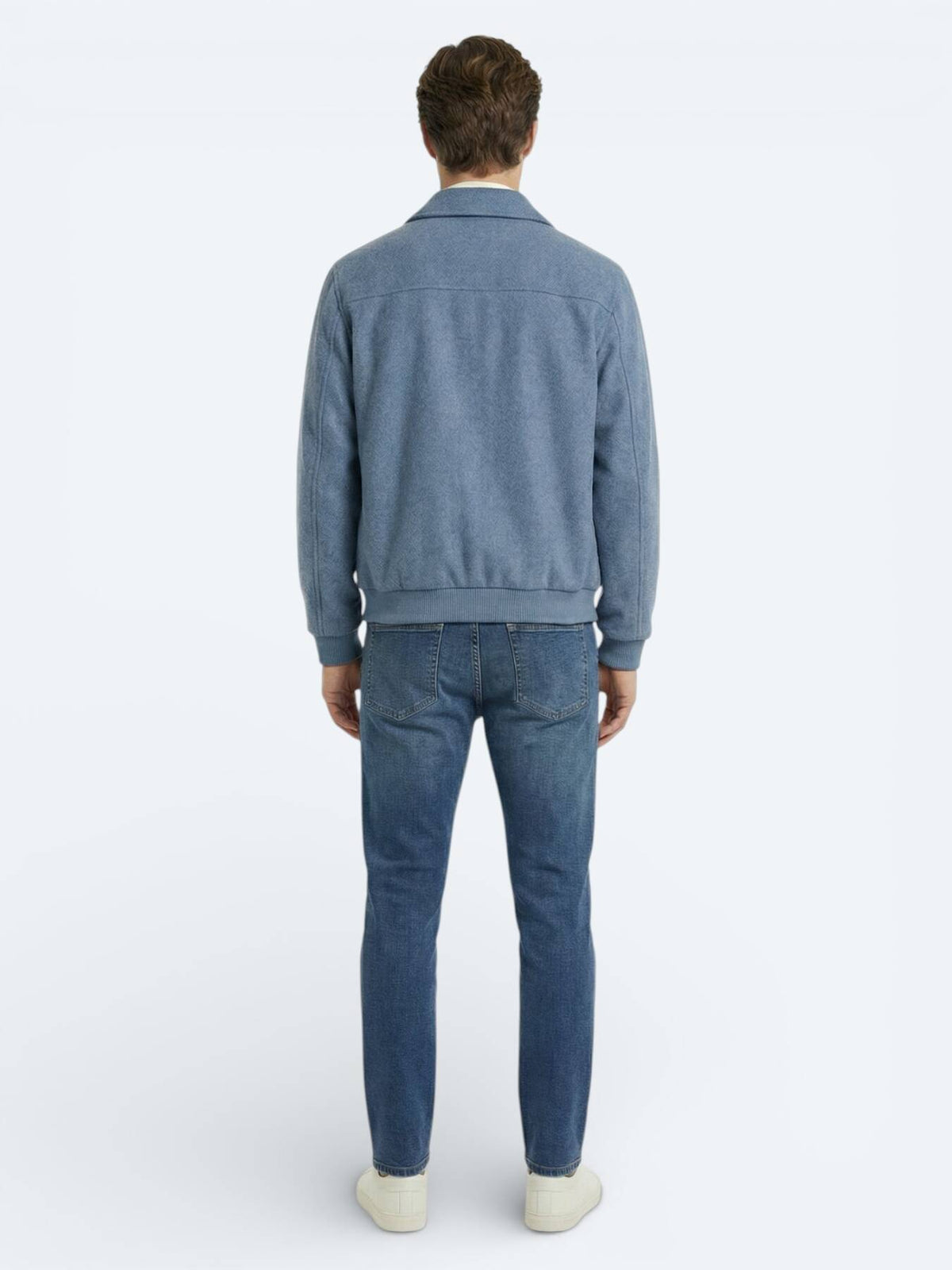 Lässiger, blauer Hemdkragen-Webmantel