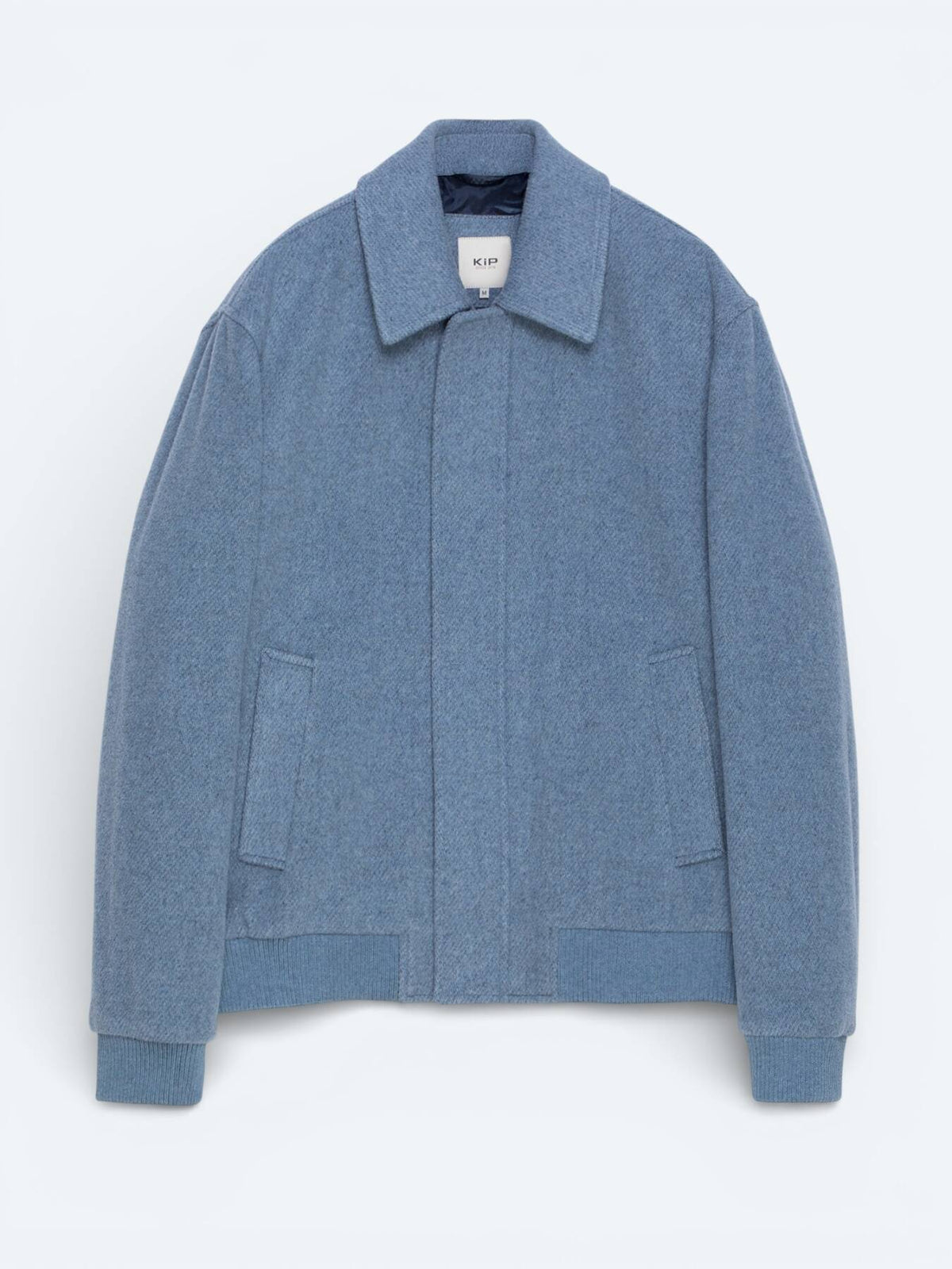 Lässiger, blauer Hemdkragen-Webmantel