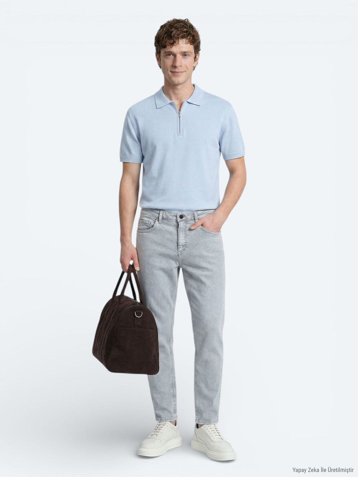 Blaue Slim Fit Denim Baumwollhose