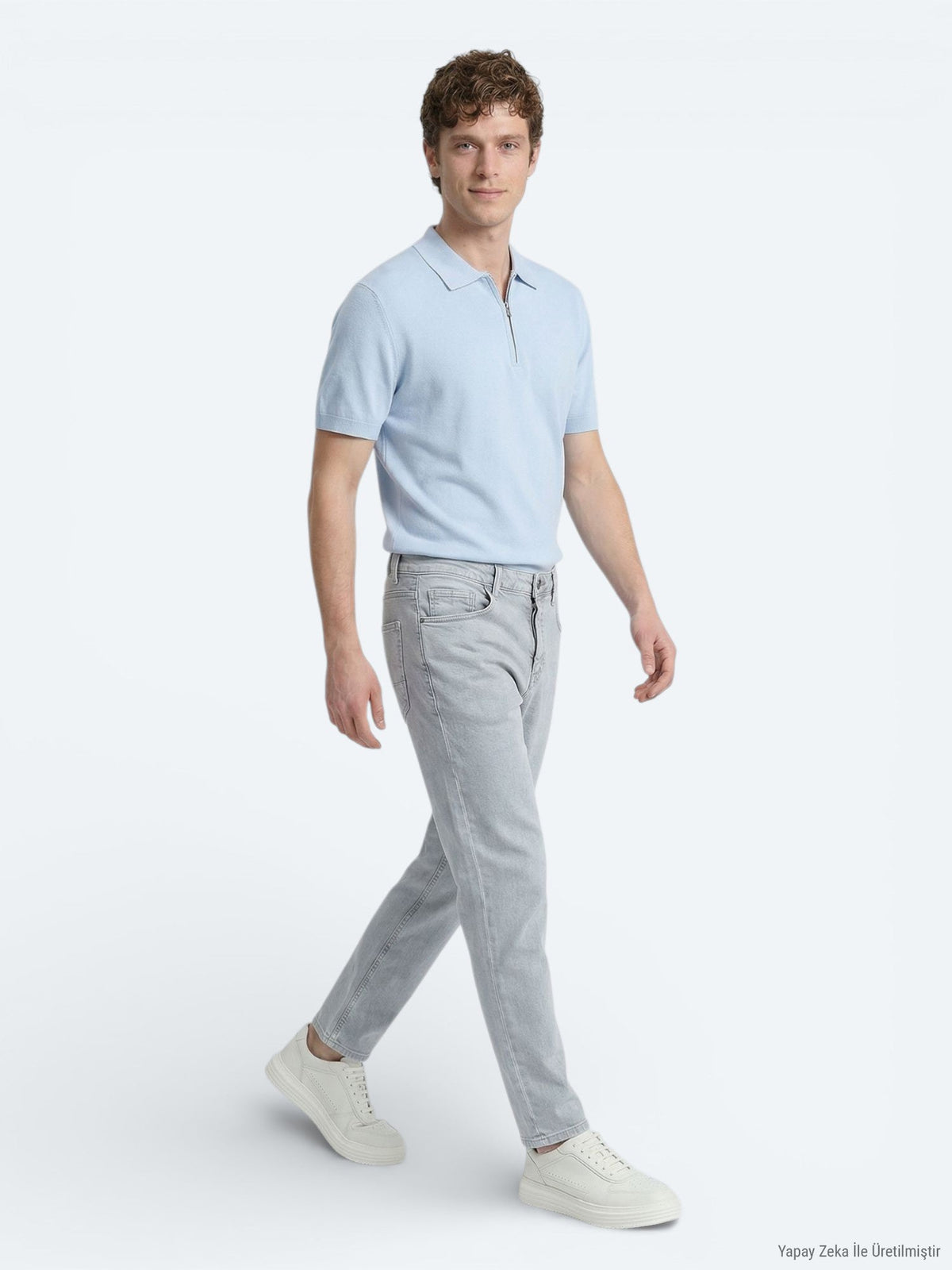 Blaue Slim Fit Denim Baumwollhose