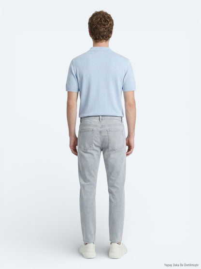 Blaue Slim Fit Denim Baumwollhose