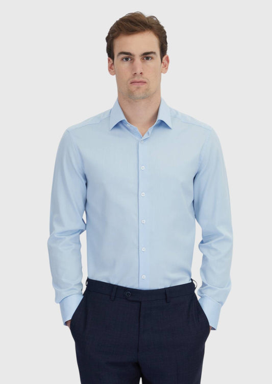 Blau Gestreiftes Regular Fit Baumwollhemd