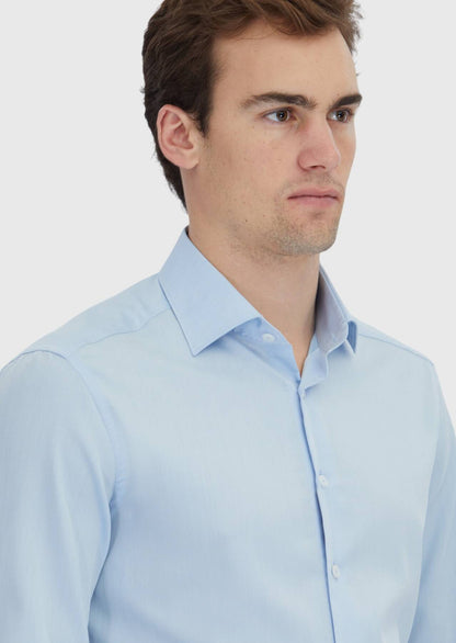 Blau Gestreiftes Regular Fit Baumwollhemd
