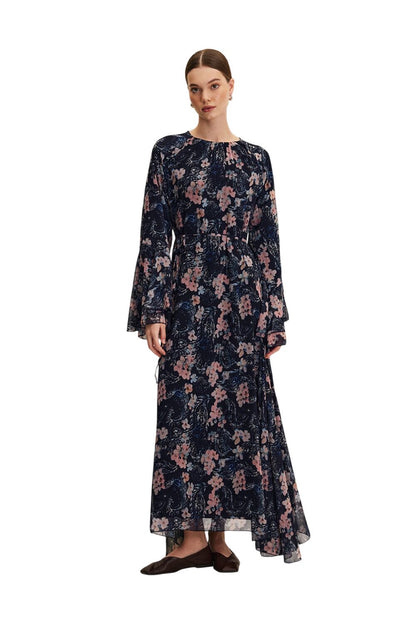 Blumen Rüschenshiffon Kleid