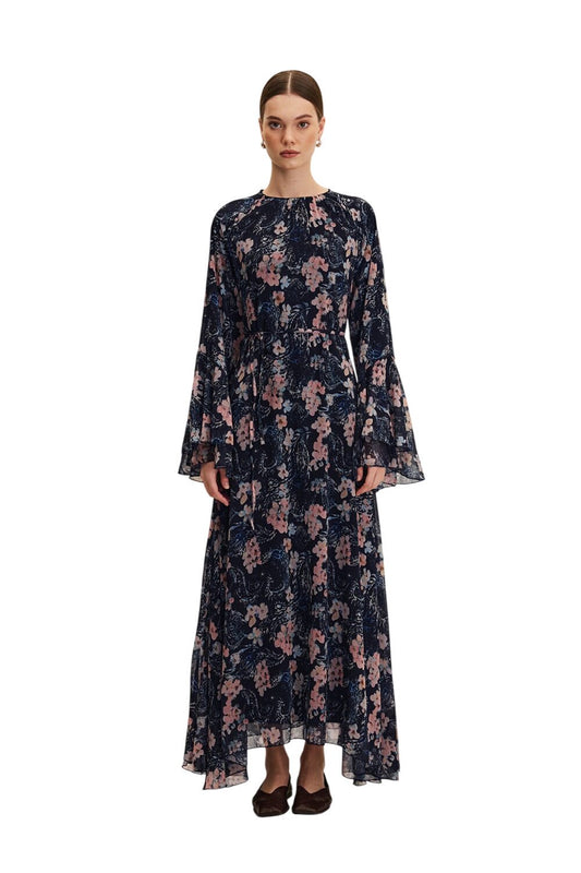 Blumen Rüschenshiffon Kleid