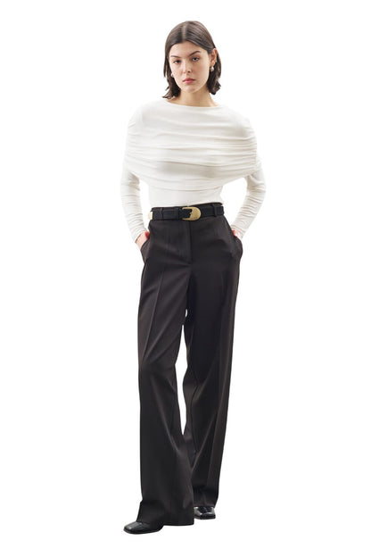 Bluse mit Raffdetails, schwarz