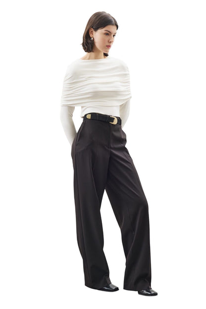 Bluse mit Raffdetails, schwarz