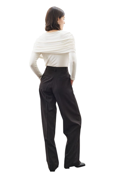Bluse mit Raffdetails, schwarz