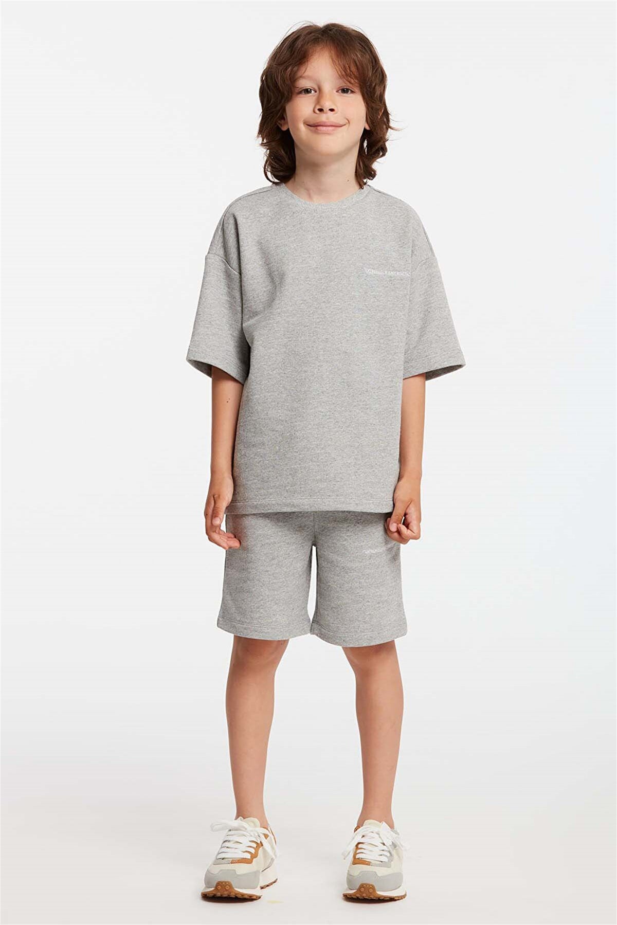 GRIMELANGE BOGOTA Jungen Komfort Trainingsanzug Set Graue Melange